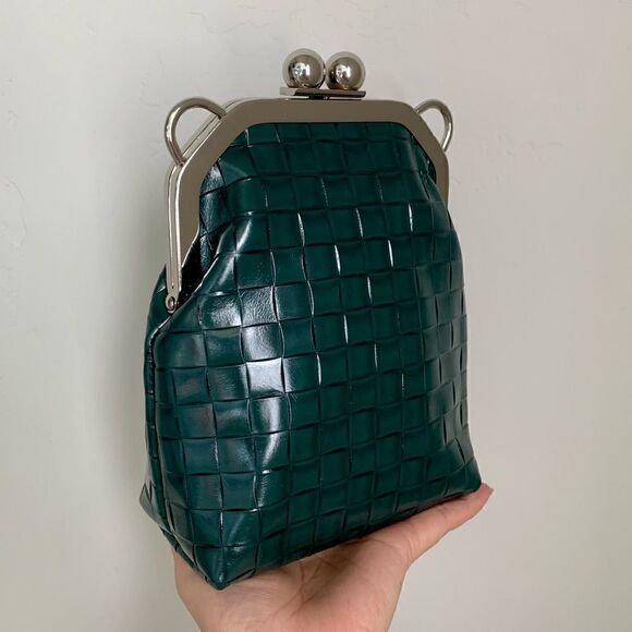 Handmade Genuine Embossed Leather Purse /Push Lock Crossbody/Shoulder bag - Picture 8 of 16